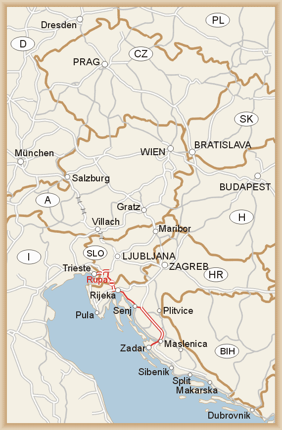 Trieste - Postojna - Rijeka - Senj - Zadar